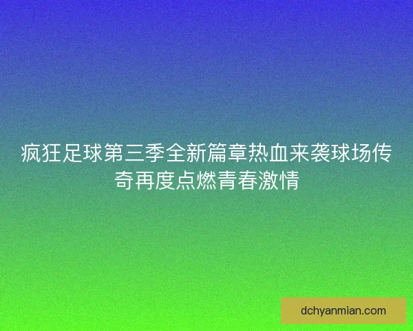 疯狂足球第三季全新篇章热血来袭球场传奇再度点燃青春激情